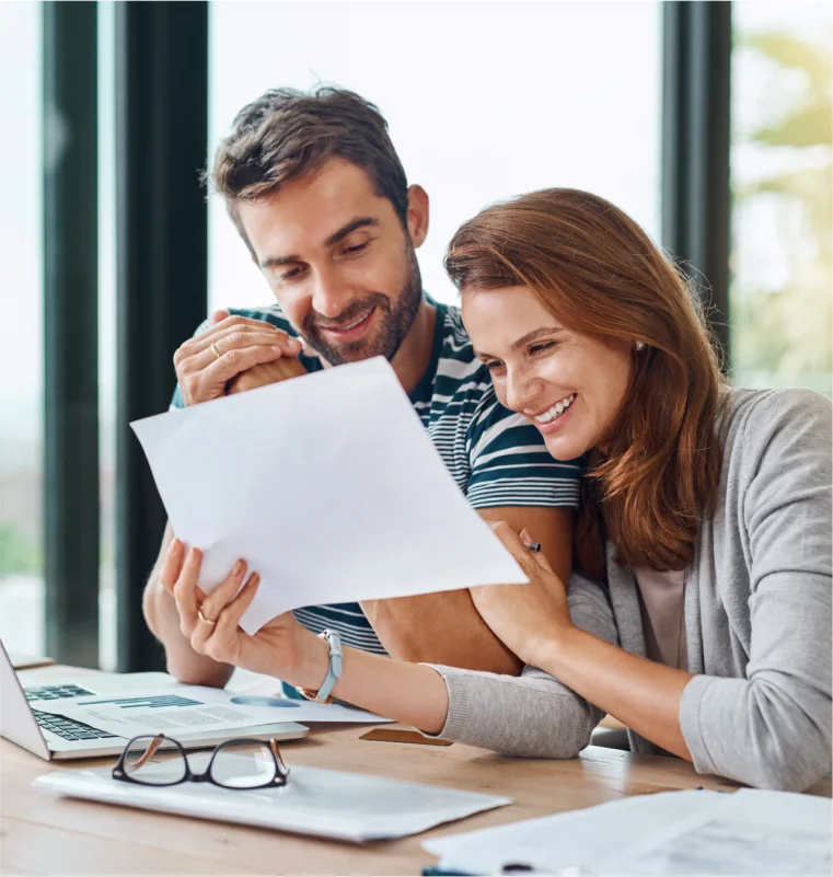 Couple looking at agreement